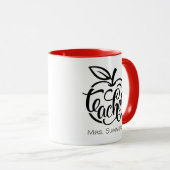 Cute Custom Name Teacher Typorgaphy Apple Mok (Voorkant rechts)