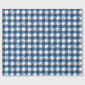 Cute Custom Navy Blue Gingham Country Shabby Chic Cadeaupapier (Vlak)