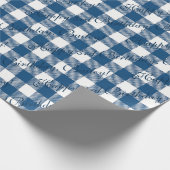 Cute Custom Navy Blue Gingham Country Shabby Chic Cadeaupapier (Hoek)