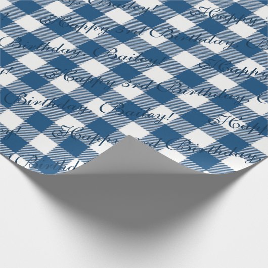 Cute Custom Navy Blue Gingham Country Shabby Chic Cadeaupapier (Hoek)