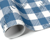 Cute Custom Navy Blue Gingham Country Shabby Chic Cadeaupapier (Rol Hoek)