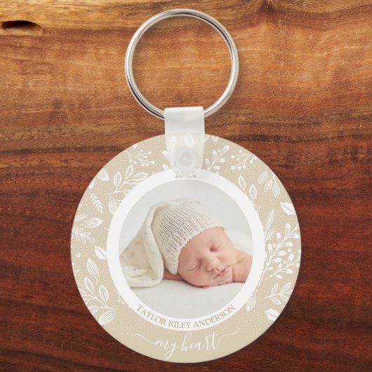 Cute Custom Newborn Photo Sleutelhanger (Voorkant)