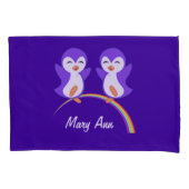 Cute Custom Paars Penguin Kussensloop (Voorkant)