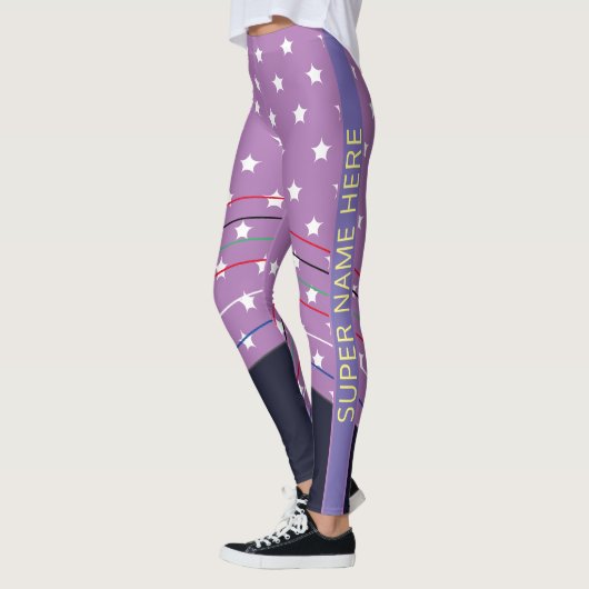 Cute Custom Paars Super Hero Jun14 juli Leggings (Links)