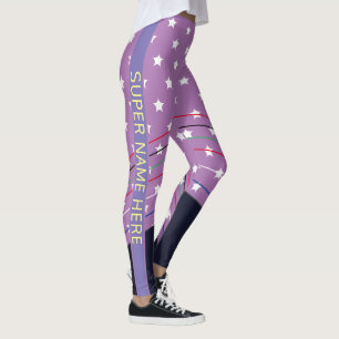 Cute Custom Paars Super Hero Jun14 juli Leggings