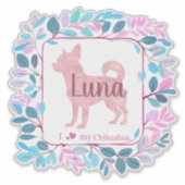 Cute Custom Pastel pink chihuahua Silhouette Sticker (Voorkant)