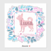 Cute Custom Pastel pink chihuahua Silhouette Sticker (Vel)