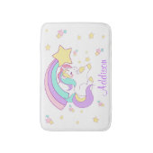 Cute Custom Personalized Magical Rainbow Unicorn Badmat (Voorkant Verticaal)