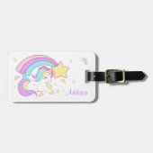 Cute Custom Personalized Magical Rainbow Unicorn Bagagelabel (Voorkant horizontaal)