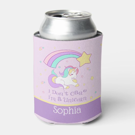 Cute Custom Personalized Magical Rainbow Unicorn Blikjeskoeler (Blikje Voorkant)