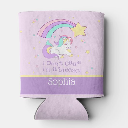Cute Custom Personalized Magical Rainbow Unicorn Blikjeskoeler (Achterkant)