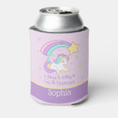 Cute Custom Personalized Magical Rainbow Unicorn Blikjeskoeler (Blikje Achterkant)