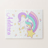 Cute Custom Personalized Magical Rainbow Unicorn Legpuzzel (Horizontaal)