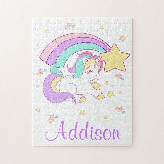 Cute Custom Personalized Magical Rainbow Unicorn Legpuzzel (Verticaal)