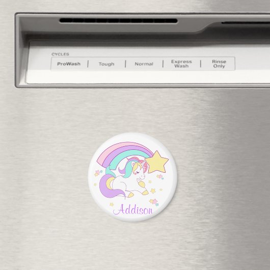 Cute Custom Personalized Magical Rainbow Unicorn Magneet (Insitu (Vaatwasser))