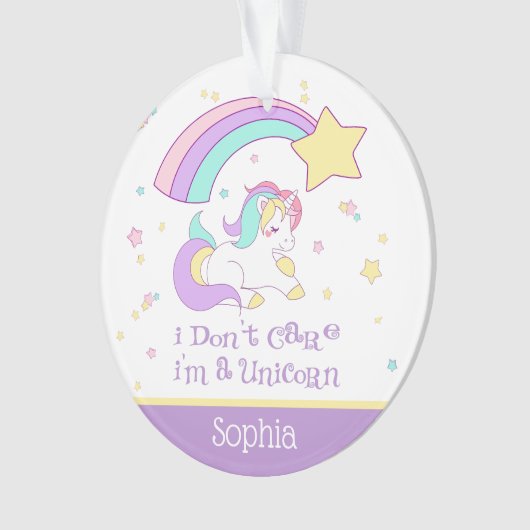 Cute Custom Personalized Magical Rainbow Unicorn Ornament (voorkant)
