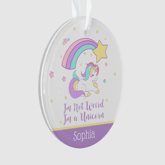 Cute Custom Personalized Magical Rainbow Unicorn Ornament (voorkant)