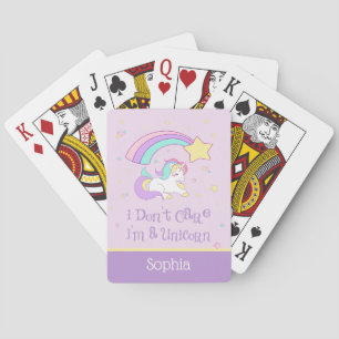 Cute Custom Personalized Magical Rainbow Unicorn Pokerkaarten