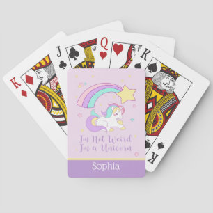 Cute Custom Personalized Magical Rainbow Unicorn Pokerkaarten