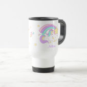 Cute Custom Personalized Magical Rainbow Unicorn Reisbeker (Voorkant rechts)