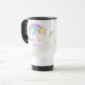 Cute Custom Personalized Magical Rainbow Unicorn Reisbeker (Voorkant links)