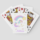 Cute Custom Personalized Magical Rainbow Unicorn Speelkaarten (Achterkant)