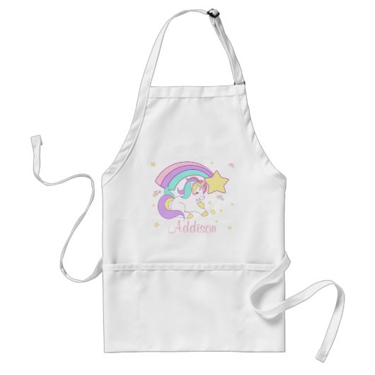 Cute Custom Personalized Magical Rainbow Unicorn Standaard Schort (Voorkant)