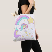 Cute Custom Personalized Magical Rainbow Unicorn Tote Bag (Dichtbij)