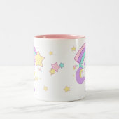 Cute Custom Personalized Magical Rainbow Unicorn Tweekleurige Koffiemok (Center)