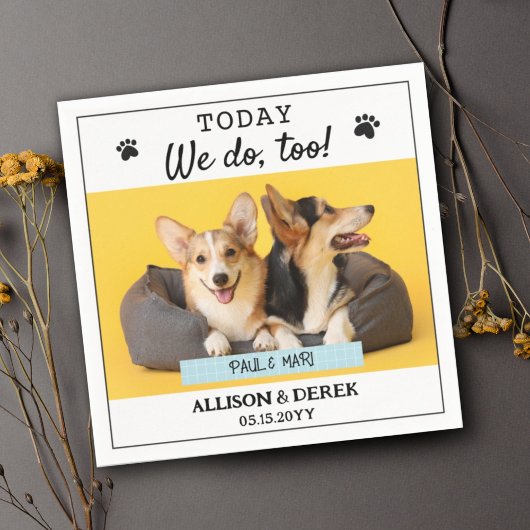 Cute Custom Pet Name Dog Cat Photo Wedding Servet