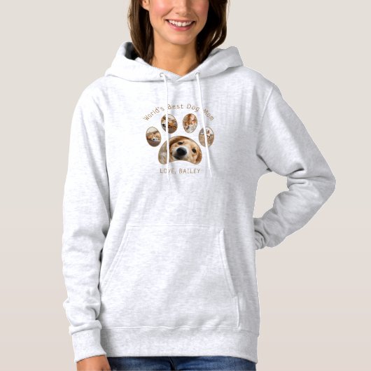 Cute Custom Pet Photo Collage World's Best Dog Mam Hoodie (Voorkant)