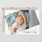 Cute Custom Photo Comfort and Joy Kerstmis Feestdagenkaart (Voorkant / Achterkant)
