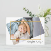 Cute Custom Photo Comfort and Joy Kerstmis Feestdagenkaart (Staand voorkant)