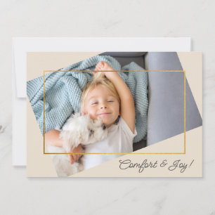 Cute Custom Photo Comfort and Joy Kerstmis Feestdagenkaart