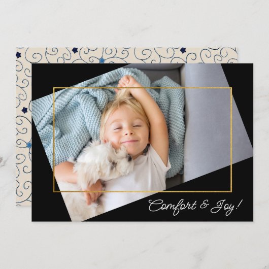 Cute Custom Photo Comfort and Joy Kerstmis Feestdagenkaart (Voorkant / Achterkant)
