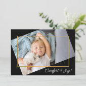 Cute Custom Photo Comfort and Joy Kerstmis Feestdagenkaart (Staand voorkant)