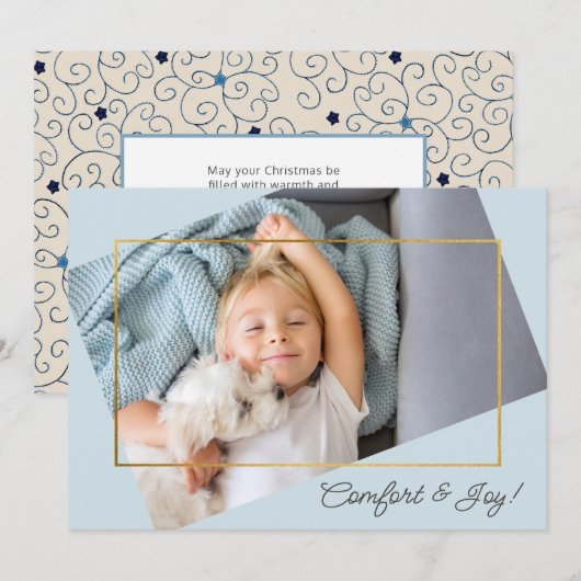 Cute Custom Photo Comfort and Joy Kerstmis Feestdagenkaart (Voorkant / Achterkant)