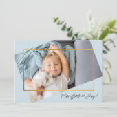 Cute Custom Photo Comfort and Joy Kerstmis Feestdagenkaart (Staand voorkant)