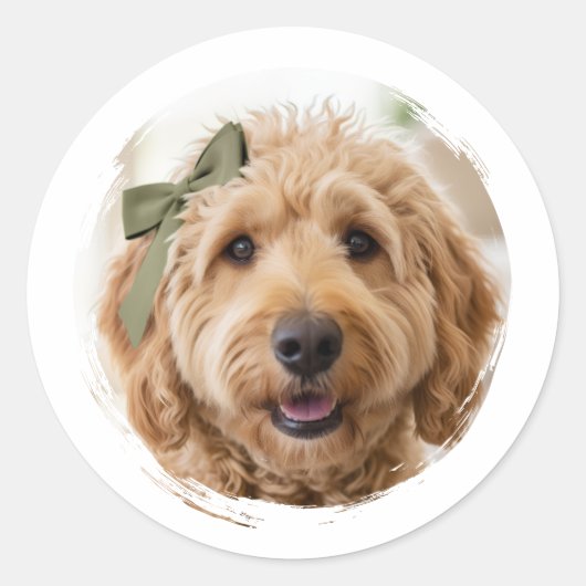 Cute Custom Photo Dog Pet Modern Printed Ronde Sticker (Voorkant)