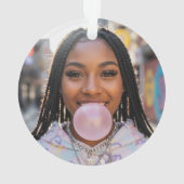 Cute Custom Photo Holiday Retro Green Christmas Ornament (achterkant)