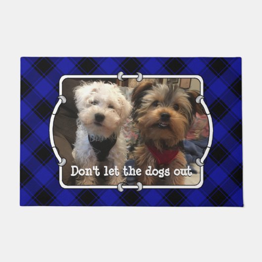 Cute Custom Photo Lijst Classic Blue & Black Plays Deurmat (Voorkant)