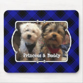 Cute Custom Photo Lijst Dog Pet Blue & Black Pset Muismat (Voorkant)