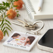 Cute Custom Photo & Name Text Acrylic Sleutelhanger (Voorkant Rechts)