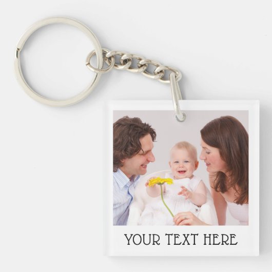 Cute Custom Photo & Name Text Acrylic Sleutelhanger (voorkant)