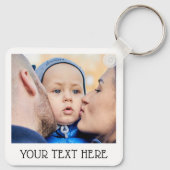 Cute Custom Photo & Name Text Aluminum  Sleutelhanger (Achterkant)