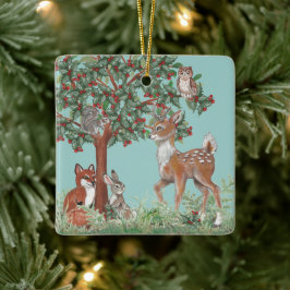 Cute Custom Photo, Woodland Baby Animals Holiday Keramisch Ornament