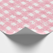 Cute Custom Pink Gingham Country Shabby Chic Cadeaupapier (Hoek)