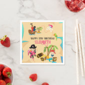 Cute Custom Pink Girl Pirate Birthday Party Servet (Insitu)