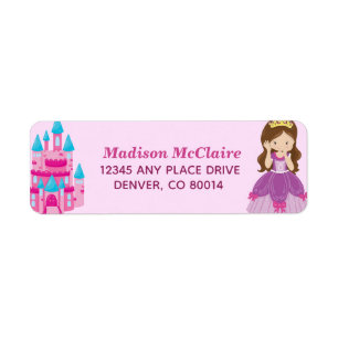 Cute Custom Pink Princess Castle Fairy Tale Etiket