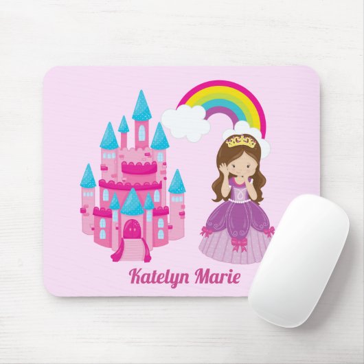 Cute Custom Pink Princess Castle Fairy Tale Muismat (Met muis)